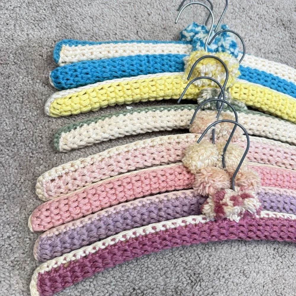 Vintage Crochet Padded Hangers 8 Pieces Lingerie Clothes Wedding Bridal Cottage
